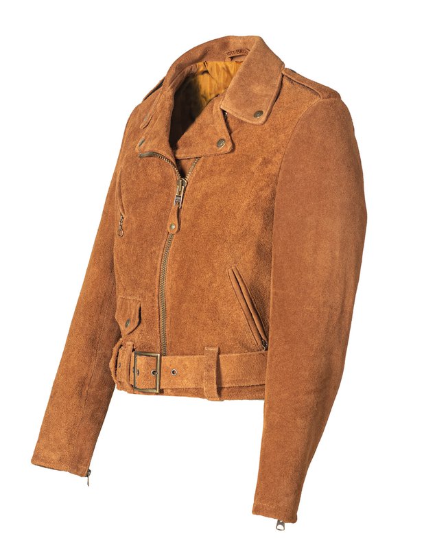Women’s Tan Suede Biker Jacket with Belt